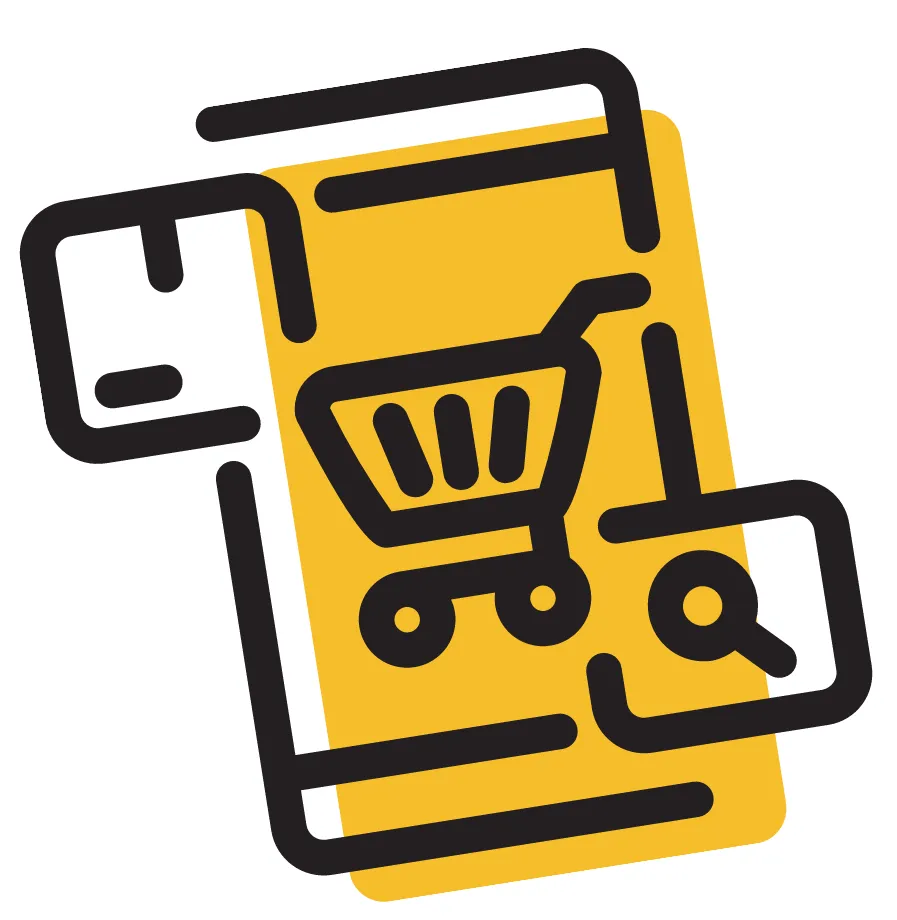 telefon z wózkiem sklepowym